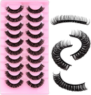 Russian Strip False Eyelashes D Curl Fluffy Wispy Faux Mink Lashes – 10 Pairs