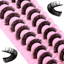 Russian Strip False Eyelashes D Curl Fluffy Wispy Faux Mink Lashes – 10 Pairs
