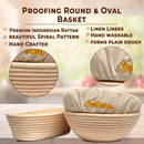 SMILLWALA Set of 2 Banneton Bread Proofing Basket 9” Round, 10” Oval with Maximum 9 Bread Making Tools and Supplies Proofing Baskets for Sourdough Bread Baking Supplies Kit, Gift for Bakers