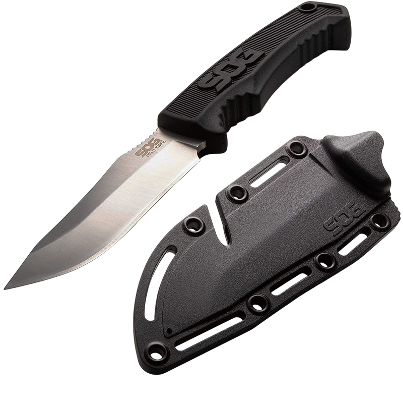 SOG Survival Knife with Sheath – 4" Full Tang Fixed Blade Field Knife (FK1001-CP)