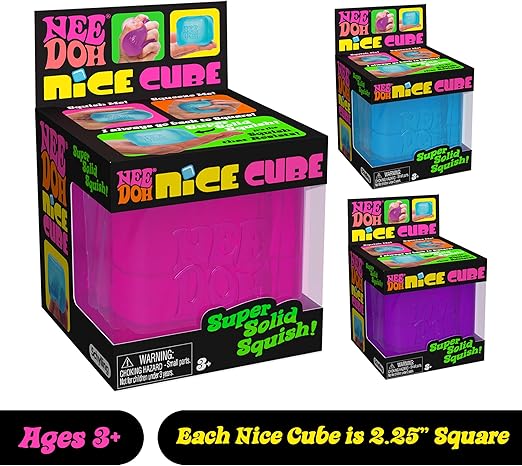 Schylling Nice Cube Nee Doh Stress Ball - Sensory Toys, Needoh Fidget Toys, Anxiety & Stress Relief, Sensory Balls, Non-Toxic Dough Material, 1 Colour Chosen Randomly
