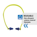 Sellstrom Reusable Banded Earplugs for Work - Work Safety Hearing Protection - 25dB - Hi-Vis Green/Blue