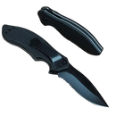 Serrated Pocketknife - Steel Drop Point Blade, Assisted Opening, Folding Utility EDC (Black)