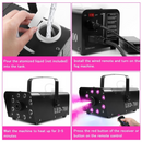 Smoke Machine, Fog Machine with Colorful LED Lights Effect, 500W and Wireless Remote Controls, Perfect for Wedding, Halloween, Party and Stage Effect