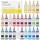 MEEDEN Soft Body Acrylic Paints Set: Matte Finish 24 Colors x 60ml/2oz