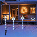 Solar Christmas Pathway Lights – Snowflake Garden Stakes, 4 Pack