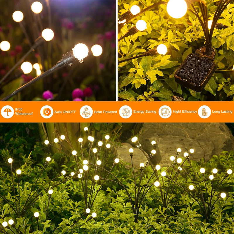 Solar Garden Firefly Lights – Outdoor Decorative Patio Bulbs, 4 Pack