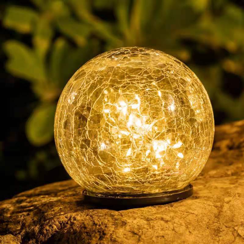 Solar Globe Lights – Cracked Glass Ball Orbs for Outdoor Decoration