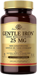 Solgar Gentle Iron 20mg Vegetable Capsules Reduces Constipating Effects Gentle on the Stomach Vegan and Gluten Free