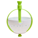 Spina | Easy-To-Use Salad Spinner | Non-Scratch, Nylon Spinning Colander | Lettuce Spinner | Colander with Collapsible Handle | White & Green