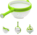 Spina | Easy-To-Use Salad Spinner | Non-Scratch, Nylon Spinning Colander | Lettuce Spinner | Colander with Collapsible Handle | White & Green