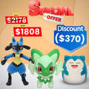 Sprigatito Plush Doll & Large Lucario Plush Soft Quality Stuffed Animal Toy - Add to Your Collection - Great Gift for Kids, Boys & Girls &  Snorlax Plush - Ultrasoft Stuffed Animal Plush, Blue