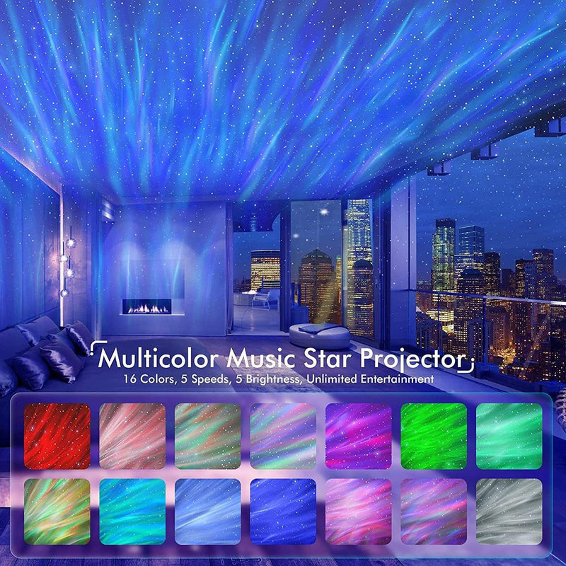 Star Projector LED Night Light Galaxy Aurora Projector with Bluetooth Speaker and Remote Black