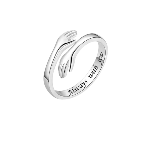 Sterling Silver Hug Ring for Women Adjustable Jewelry Gift for Mom Daughter Sister Wife Friend