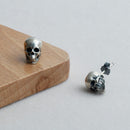 Sterling Silver Skull Stud Earrings – Creepy Halloween Accessory for Men & Women