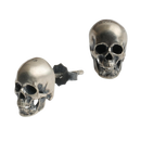Sterling Silver Skull Stud Earrings – Creepy Halloween Accessory for Men & Women