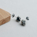 Sterling Silver Skull Stud Earrings – Creepy Halloween Accessory for Men & Women