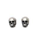 Sterling Silver Skull Stud Earrings – Creepy Halloween Accessory for Men & Women