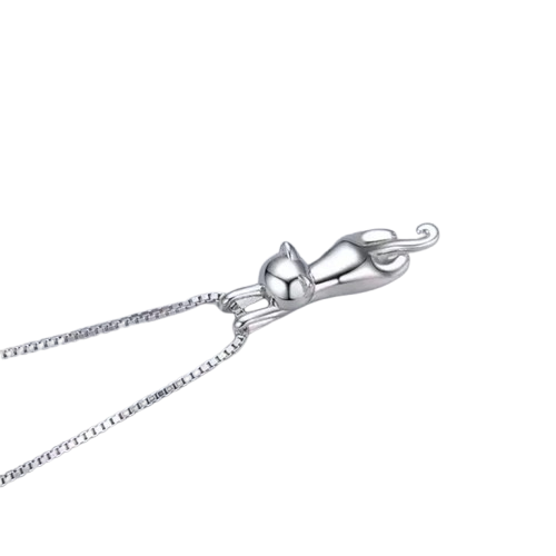 Sterling Silver Cat Necklace Dainty Charm Pendant Jewelry For Women