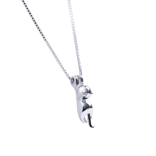 Sterling Silver Cat Necklace Dainty Charm Pendant Jewelry For Women