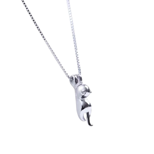 Sterling Silver Cat Necklace Dainty Charm Pendant Jewelry For Women