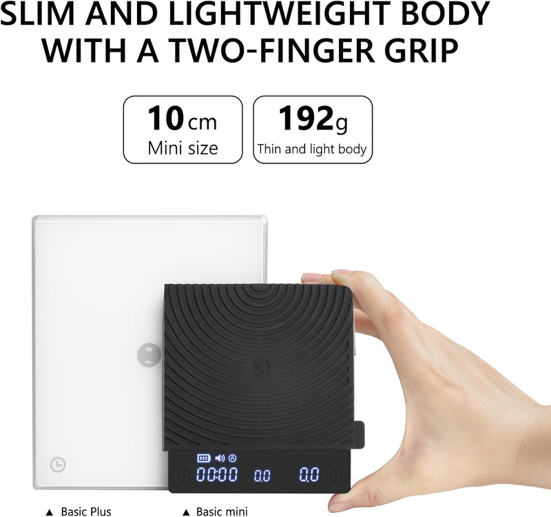 TIMEMORE Basic Mini Coffee Scale – Ultra-Thin Digital Scale with Timer for Espresso & Pour Over