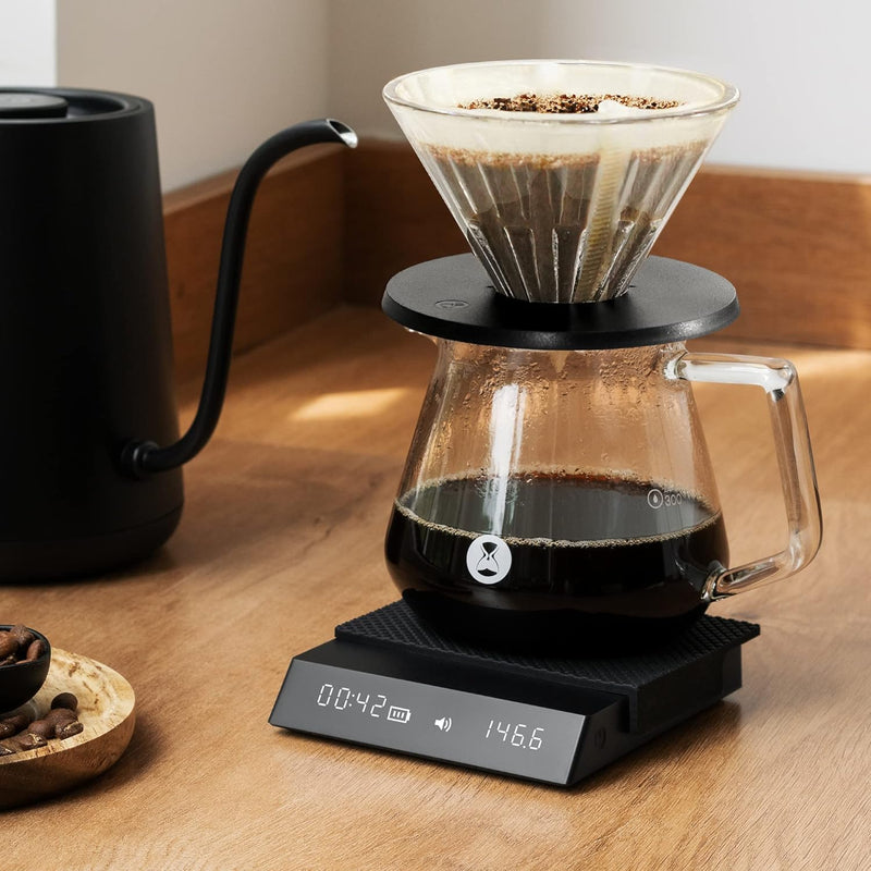 TIMEMORE Coffee Scale with Timer, Espresso Scale with Flow Measurements, Digital Coffee Scale with Auto Timing Mode for Pour Over & Espresso, 2000g/0.1g, Black Mirror Nano, Black