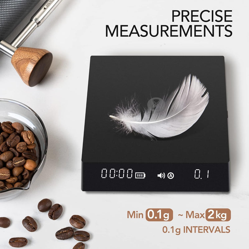 TIMEMORE Coffee Scale with Timer, Espresso Scale with Flow Measurements, Digital Coffee Scale with Auto Timing Mode for Pour Over & Espresso, 2000g/0.1g, Black Mirror Nano, Black