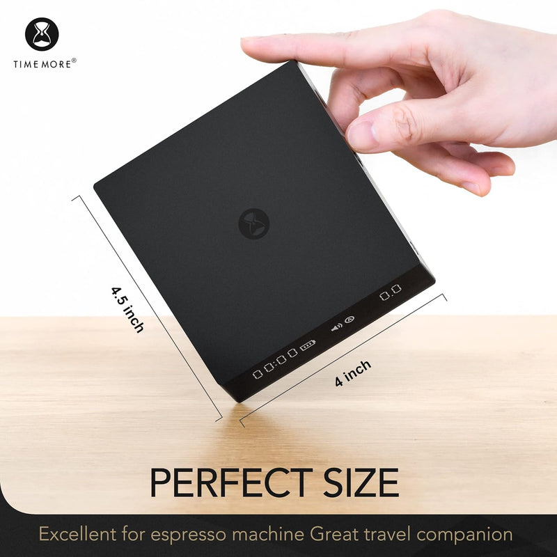 TIMEMORE Coffee Scale with Timer, Espresso Scale with Flow Measurements, Digital Coffee Scale with Auto Timing Mode for Pour Over & Espresso, 2000g/0.1g, Black Mirror Nano, Black