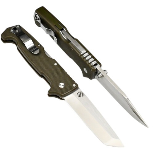 Tactical Folding Knife with Pocket Clip - Brown
