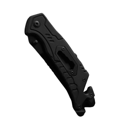 Tactical Folding Knife,Emergency Pocket Knife, Wire Stripper and Line Cutter Blades-Black