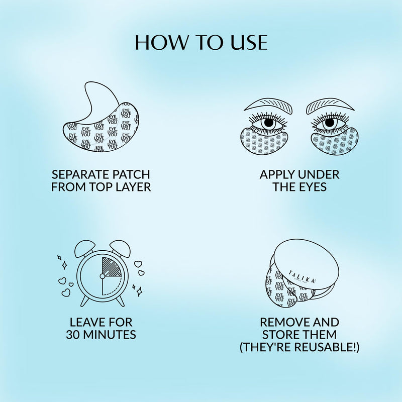 Talika Eye Therapy Patch Instant Smoothing Eye Patches for Dark Circles and Tired Eyes 6 Pairs with Travel Case