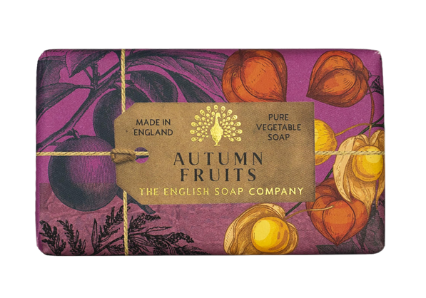 The English Soap Company Anniversary Wrapped Soap Bar, 190g - Autumn Fruits Scented Shea Butter, Moisturising Body Soap
