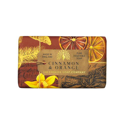 The English Soap Company Anniversary Wrapped Soap Bar Cinnamon Shea Butter Moisturising Soap 190g - Cinnamon & Orange Scent