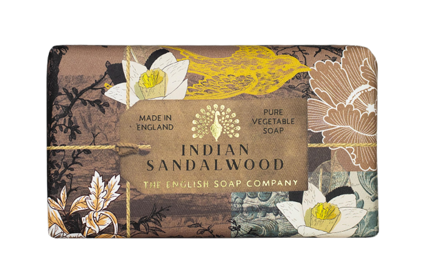 The English Soap Company Anniversary Wrapped Soap Bar, 190g - Indian Sandalwood Scented Shea Butter, Moisturising Body Soap