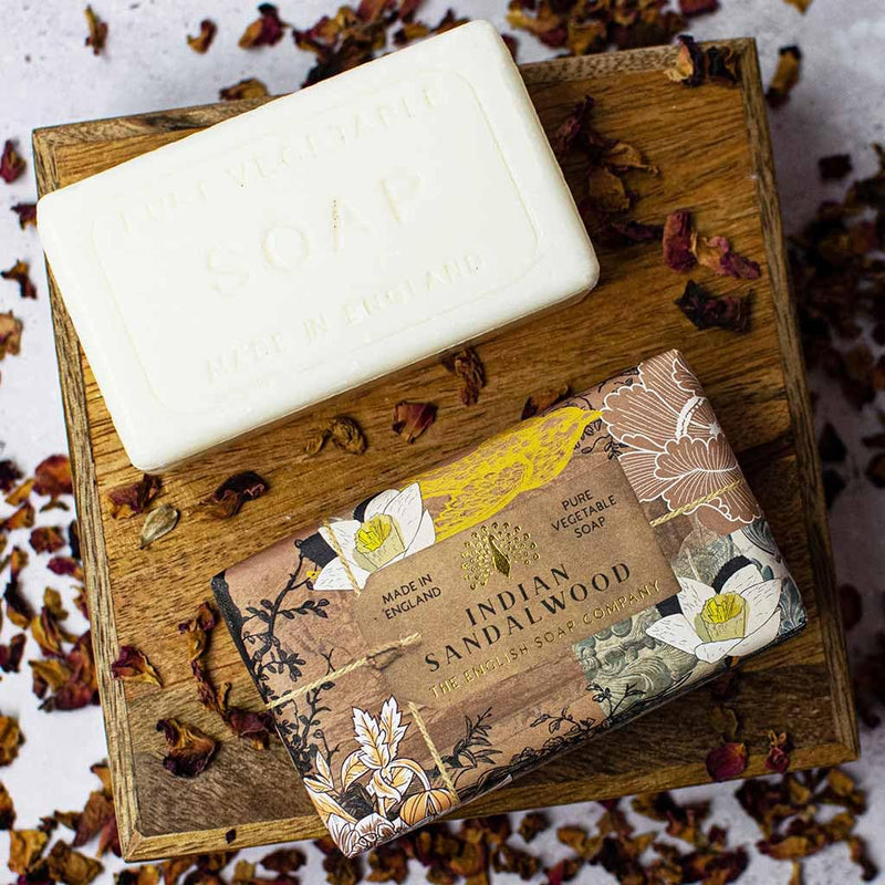 The English Soap Company Anniversary Wrapped Soap Bar, 190g - Indian Sandalwood Scented Shea Butter, Moisturising Body Soap