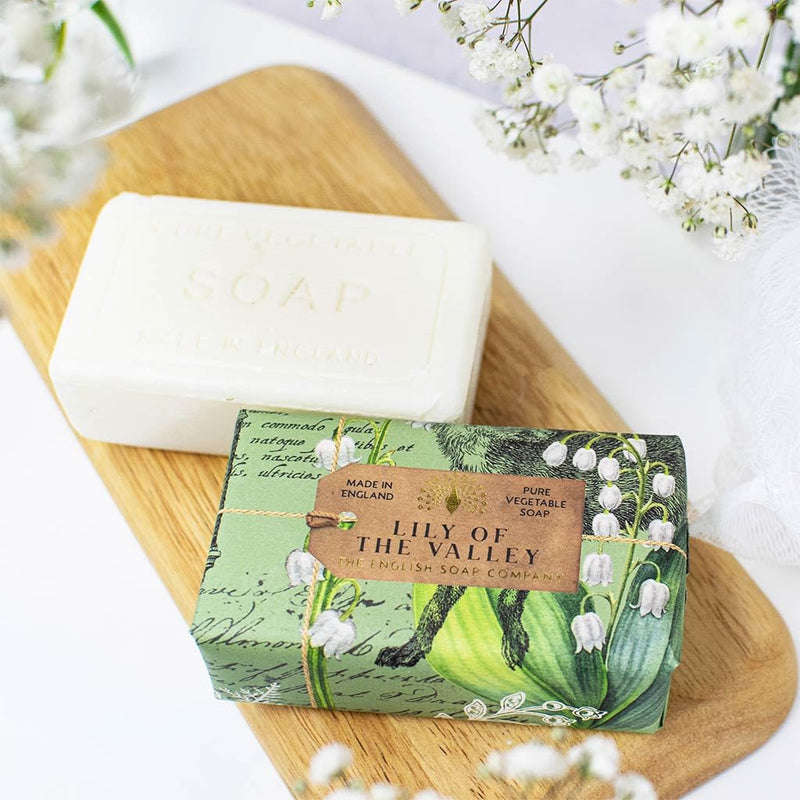 The English Soap Company Anniversary Wrapped Soap Bar, 190g - Lily of the Valley Scented Shea Butter, Moisturising Body Soap