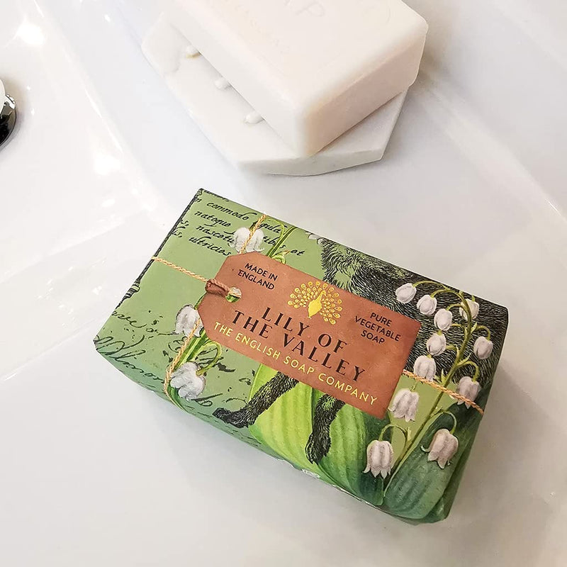 The English Soap Company Anniversary Wrapped Soap Bar, 190g - Lily of the Valley Scented Shea Butter, Moisturising Body Soap