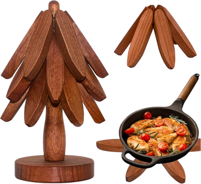 Tree Coasters, Wooden Trivets for Hot Dishes - Set of 3 for Easy Storage - Suited for Hots/Pans/Bowl/Teapot/Hot Holders - Multifunctional Ornaments