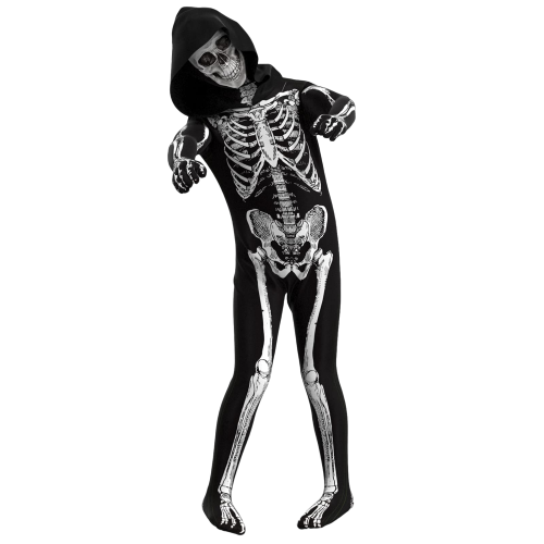 Unisex Black & White Scary Halloween Jumpsuit – Skeleton-Inspired Costume for Cosplay & Parties