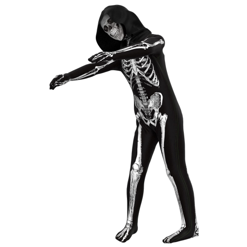 Unisex Black & White Scary Halloween Jumpsuit – Skeleton-Inspired Costume for Cosplay & Parties