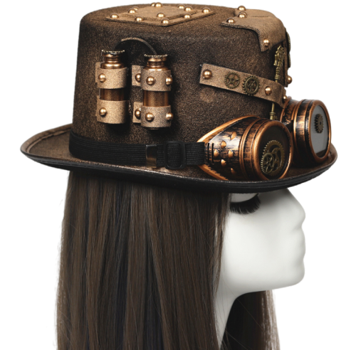 Unisex Gothic Steampunk Top Hat with Goggles – Halloween Costume Headwear for Men & Women
