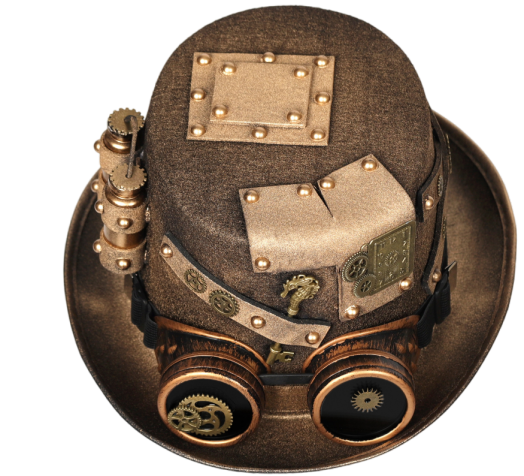 Unisex Gothic Steampunk Top Hat with Goggles – Halloween Costume Headwear for Men & Women