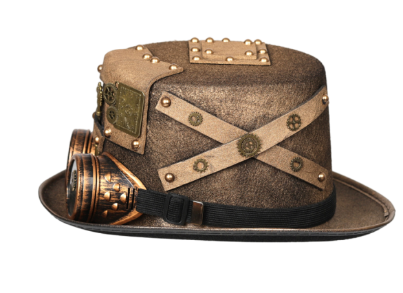 Unisex Gothic Steampunk Top Hat with Goggles – Halloween Costume Headwear for Men & Women