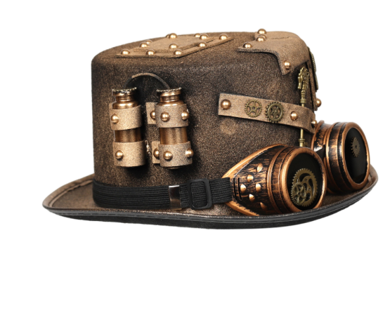 Unisex Gothic Steampunk Top Hat with Goggles – Halloween Costume Headwear for Men & Women