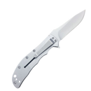 Volt SS Folding Pocketknife, Stainless Steel Drop Point Plain Edge Blade, Assisted One Hand Opening, 3 Position Pocket Clip,Grey