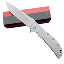 Volt SS Folding Pocketknife, Stainless Steel Drop Point Plain Edge Blade, Assisted One Hand Opening, 3 Position Pocket Clip,Grey