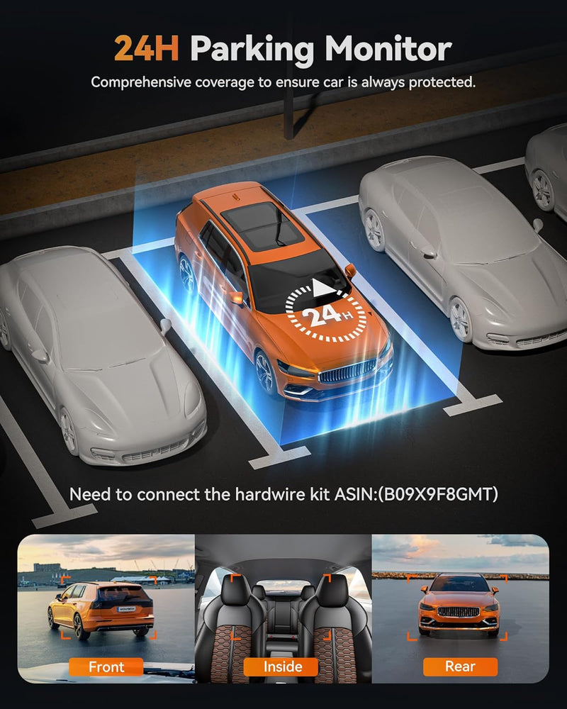 WOLFBOX X5 3-Channel 4K HDR Dash Cam – Full Vehicle Coverage with GPS & Voice Control