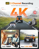 WOLFBOX X5 3-Channel 4K HDR Dash Cam – Full Vehicle Coverage with GPS & Voice Control