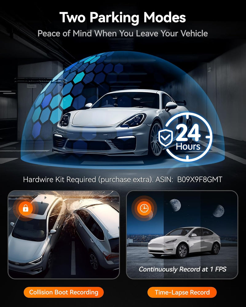 WOLFBOX i07 3-Channel 4K Dash Cam – Complete Vehicle Coverage with Night Vision